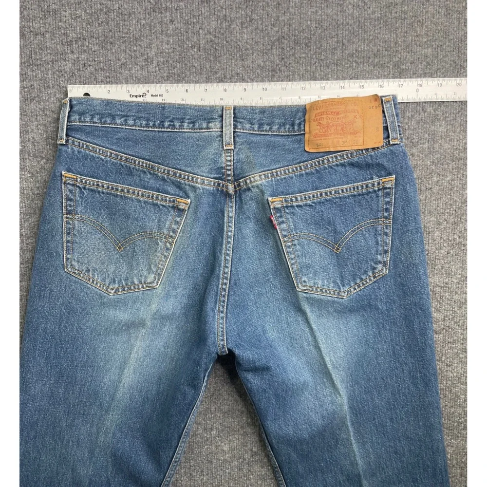 Levi's 501 Original Fit Jeans Men 36x30 Blue Medium Wash Button Fly Denim‎